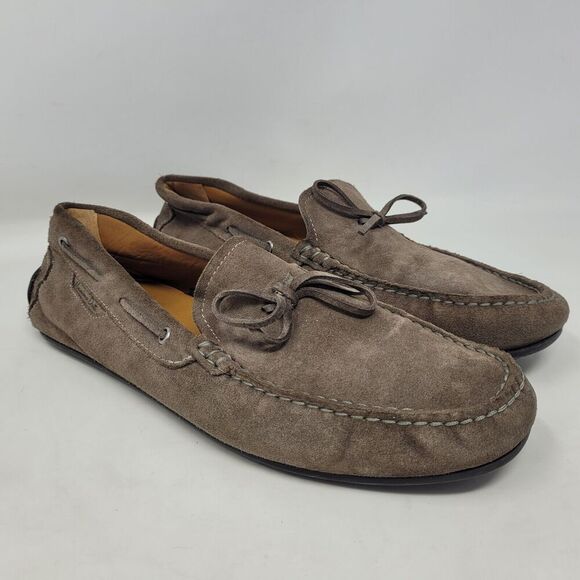 Massimo Dutti Shoes Mens EU42 US9 Brown Suede Driving Loafers Tie Slip On - Picture 1 of 12